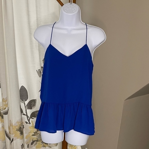EXPRESS Royal Blue Peplum Tank Size Small - Picture 2 of 4